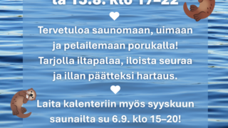 Saarikossa saunotaan myös su 6.9.