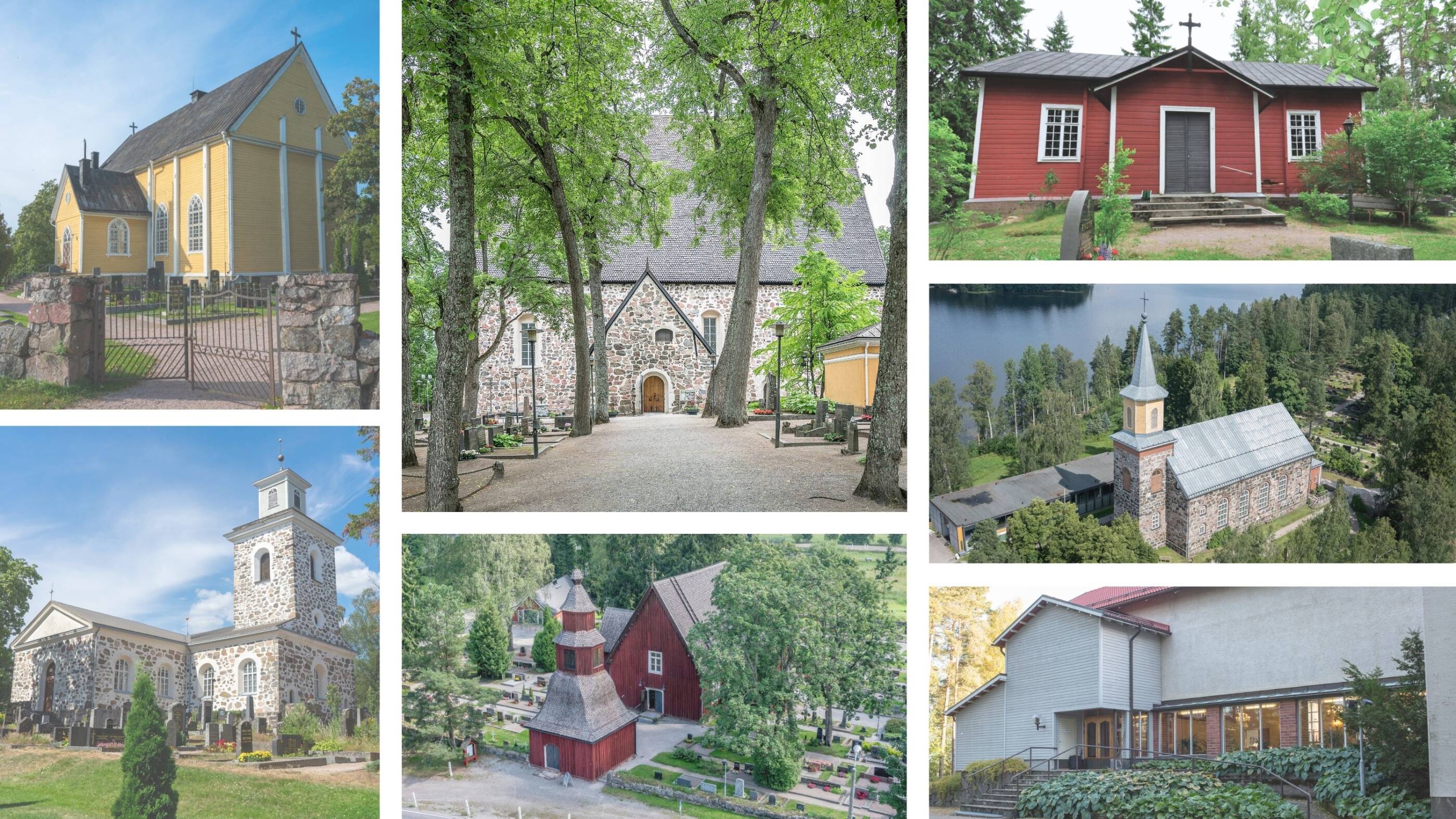 Kaikki seitsemän Lohjan kirkkoa.
