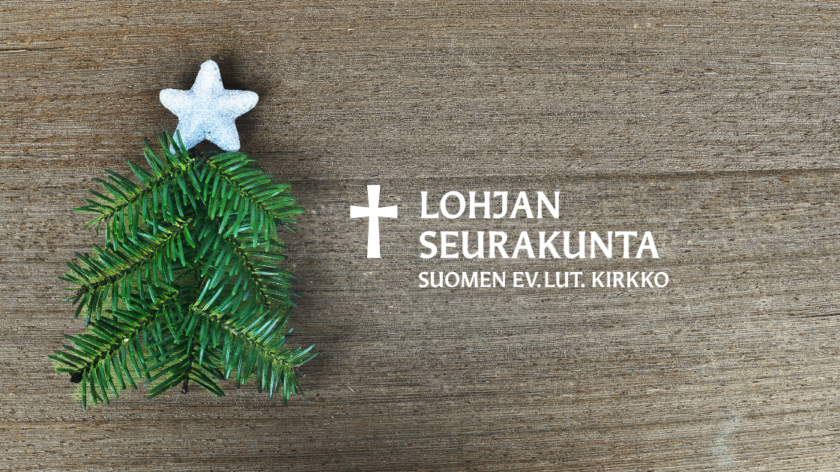 Kuvassa kuusen havu ja seurakunnan logo.