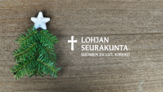 Kuvassa kuusen havu ja seurakunnan logo.