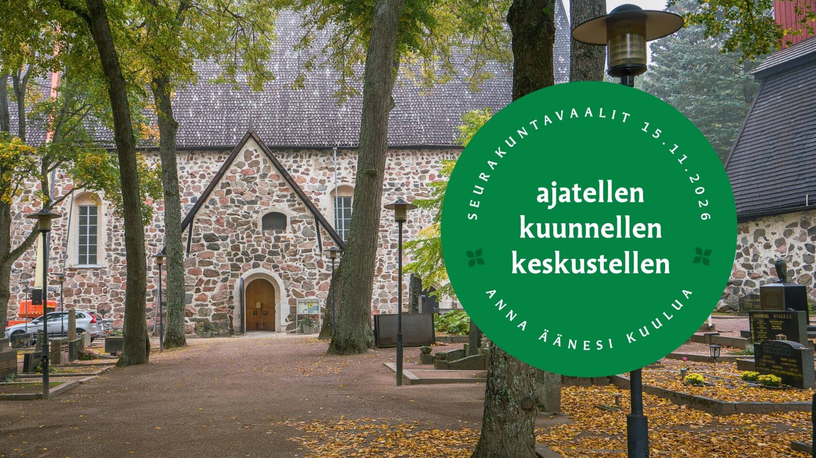 Pyhän Laurin kirkko. Teksti: ajatellen, kuunnellen, keskustellen.